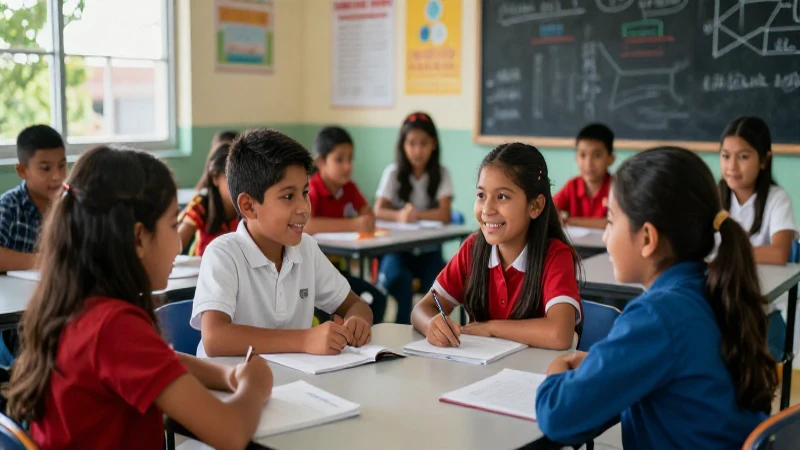 Estudiantes mexicanos aprenden en un aula luminosa