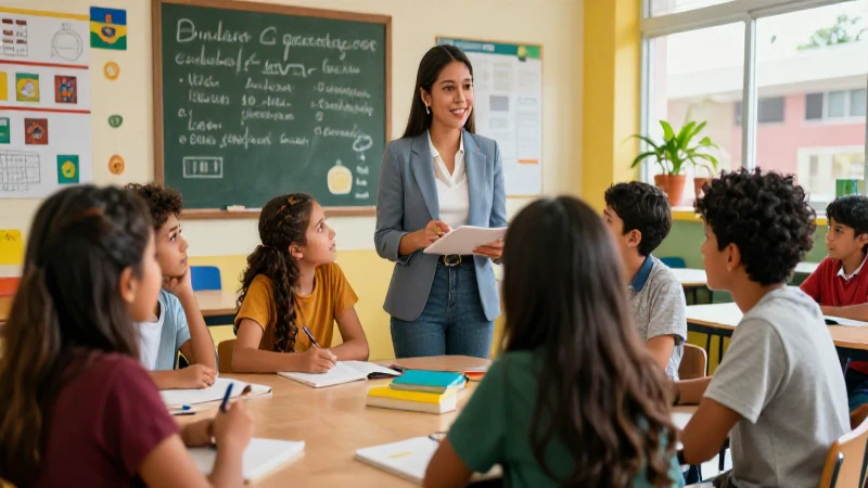 ¡Conviértete en un experto! Supera retos en la formación profesional con la nueva escuela mexicana 3 Maestra mexicana brillante guía aula colaborativa con materiales vibrantes