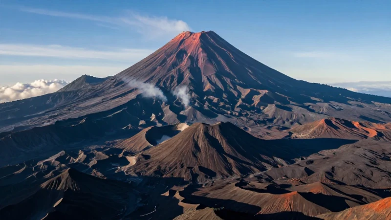 Ilustración detallada de majestuoso volcán