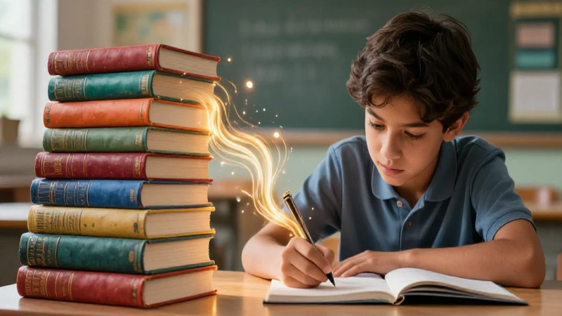 Estudiante concentrado creando ideas brillantes con libros