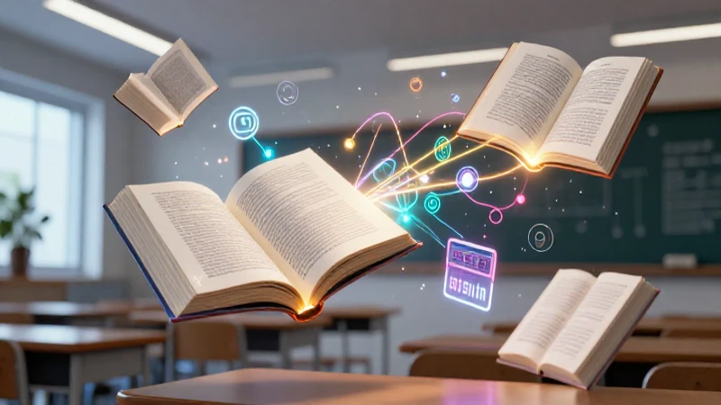 Libros flotantes sobre aula mexicana