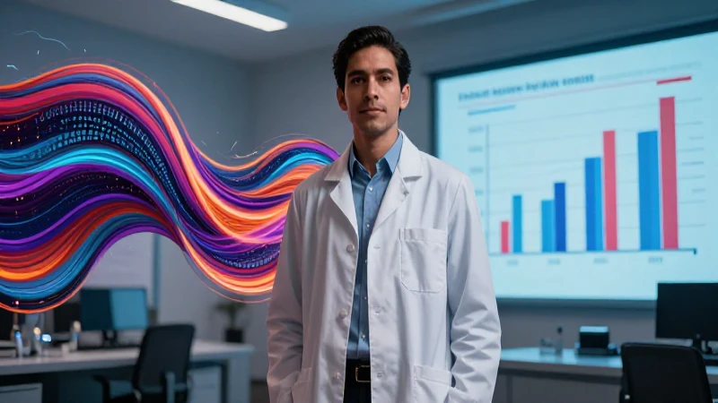 Investigador en medio de datos y conceptos