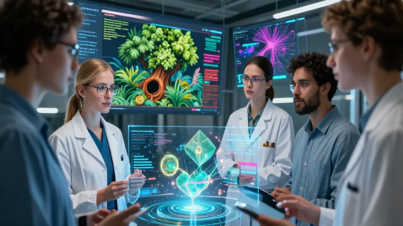 Cualitativa: Concepto, características y ejemplos clave 6 Investigadores analizan datos holográficos