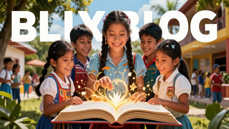 Te gustan los trabalenguas que aparecen en cuentos divertidos 4 Ilustración vibrante de niños mexicanos y magia escolar
