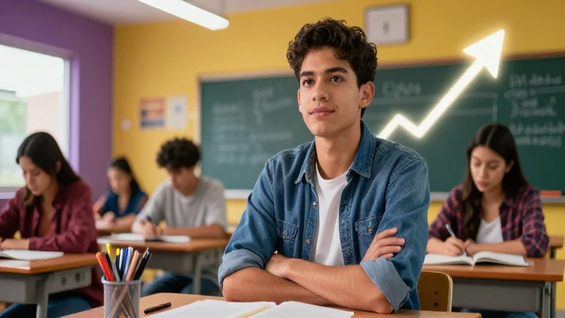 Estudiante mexicano exitoso en entorno moderno