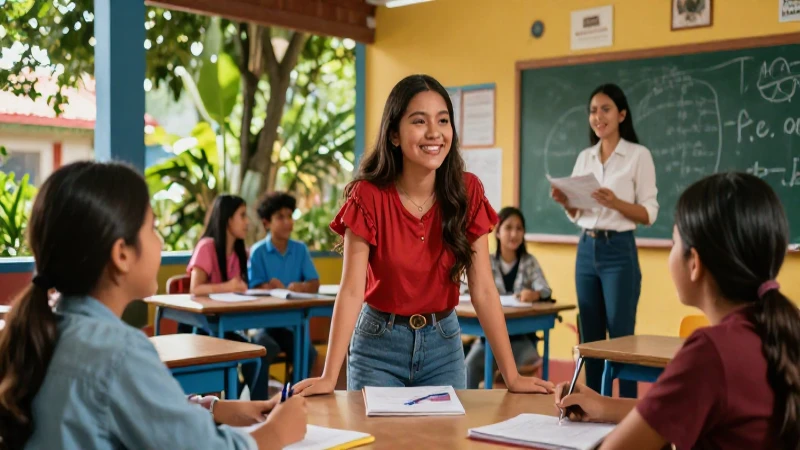 La Nueva Escuela Mexicana: Transformando la educación hoy 3 Estudiantes mexicanos alegres en aula moderna y vibrante