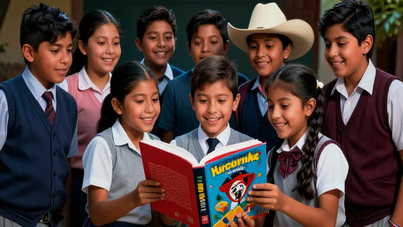 Niños mexicanos felices estudian con la Nueva Escuela Mexicana