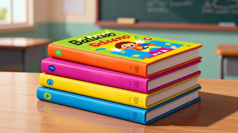 Libros educativos mexicanos coloridos sobre fondo escolar