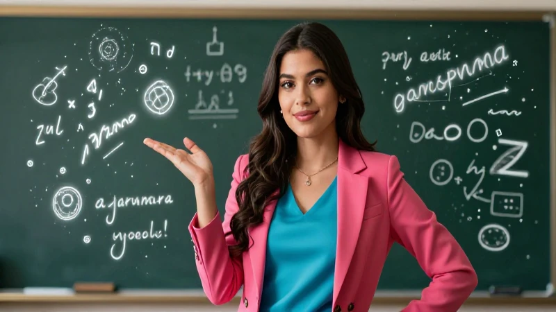 Mexicana brillante ilustrando reglas gramaticales