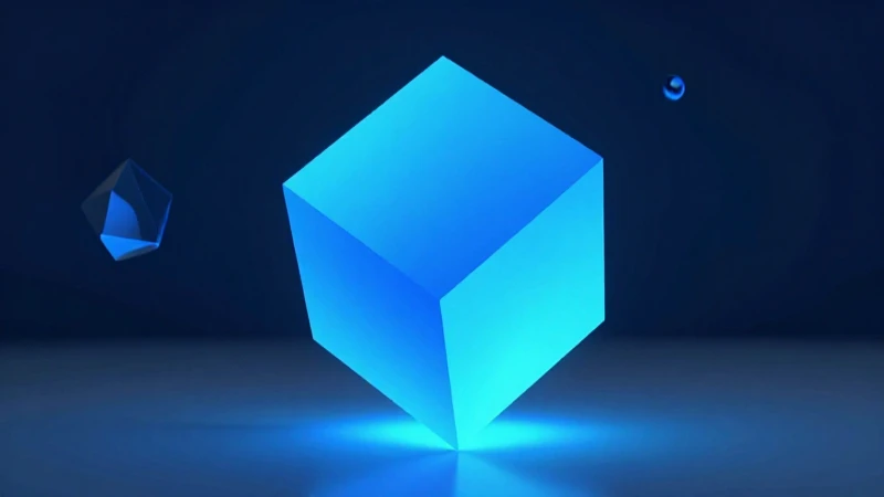 Cubos y prismas geométricos flotantes en tonos azules