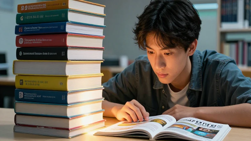 Estudiante concentrado lee estratégicamente en un entorno moderno