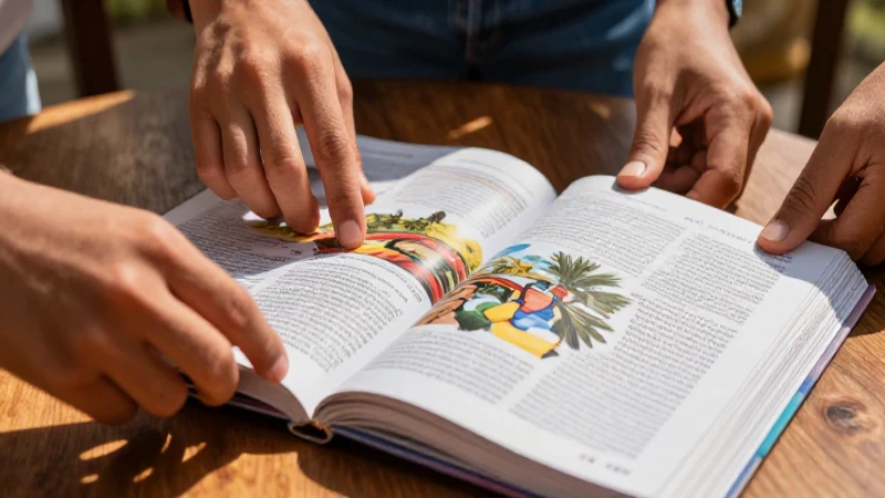 Revista educativa premium con iluminación dramática