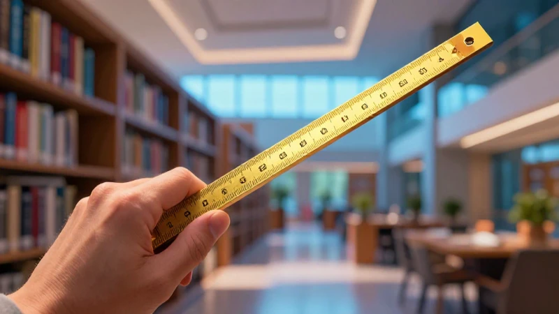 Sujeta vara dorada en biblioteca moderna