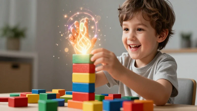 Conoce el resultado de 1 + 2 y sorpréndete con la respuesta 5 Niño feliz jugando con bloques coloridos