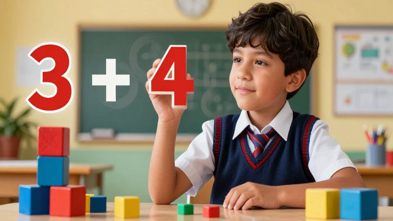 Aprende 3 más 4 con bloques coloridos