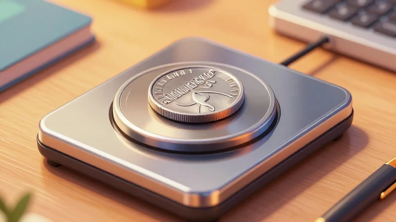 Detalle nítido de una moneda sobre escala digital