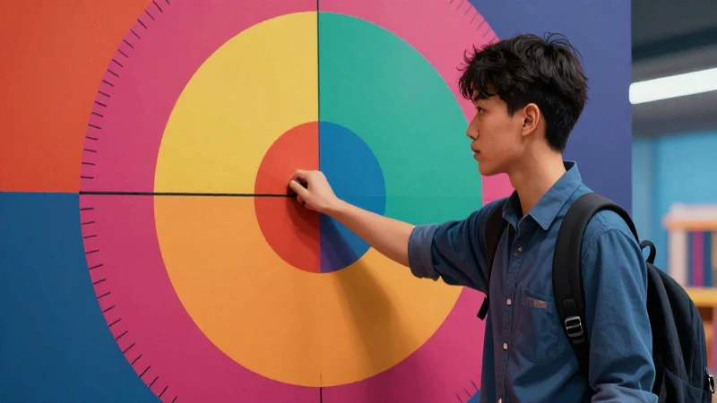 Estudiante vibrante aprende con geometría detallada