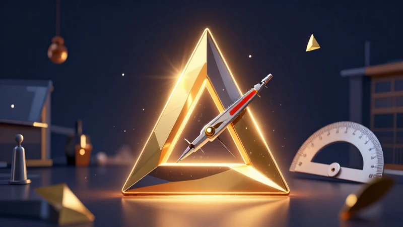 Triángulo dorado geométrico estilo educativo moderno