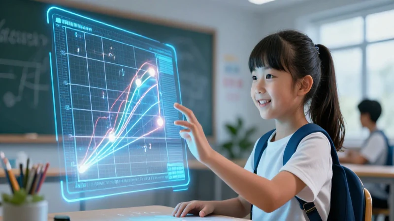 Estudiante aprende matemáticas con holograma vibrante