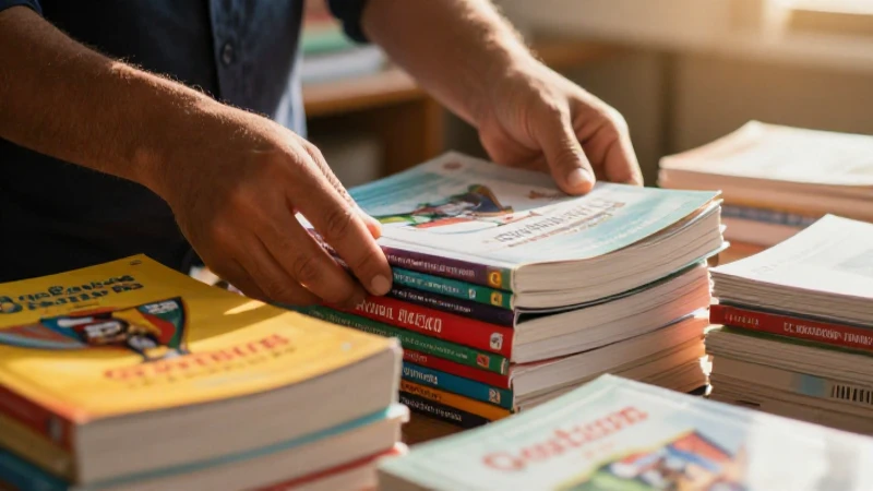 Libros de texto gratuitos en México: impacto educativo y producción 4 Manos organizando libros mexicanos al atardecer