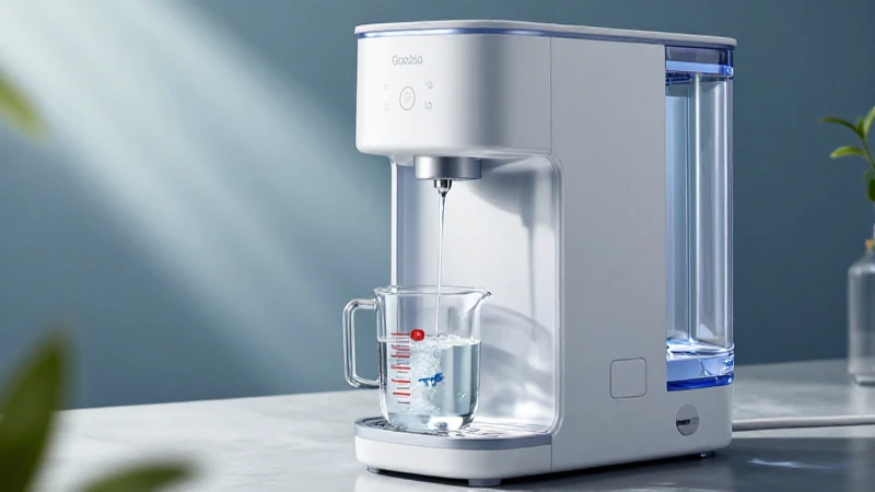 Dispensador de agua moderno, luz y medición clara