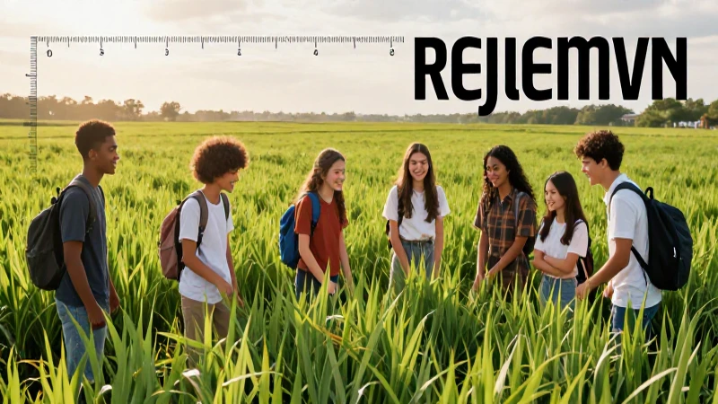 Estudiantes aprendiendo en un entorno verde vibrante