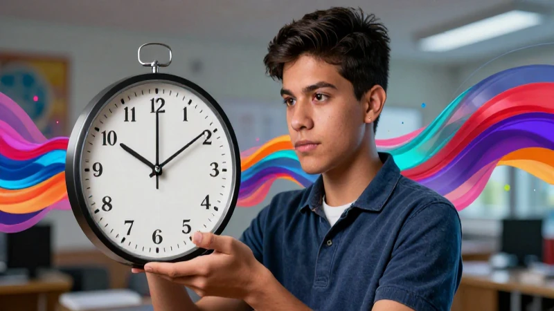 Estudiante mexicano enfocado en el tiempo