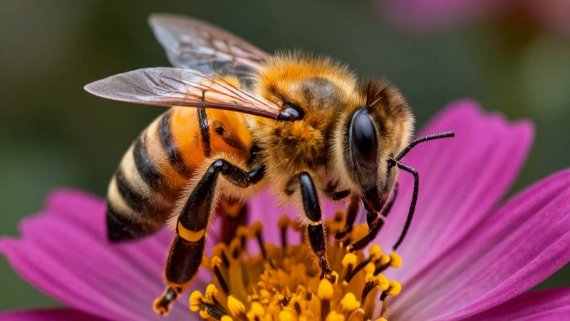 Impresionante visión macro de una abeja