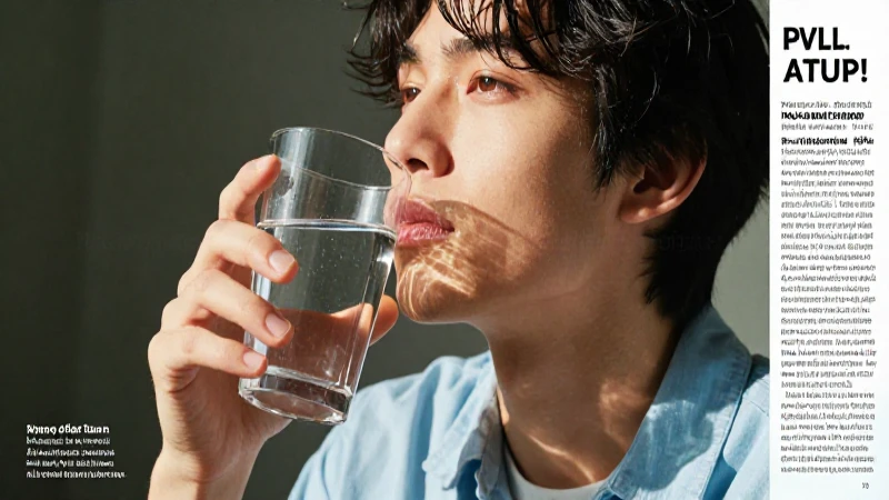 Joven vibrante con agua bajo luz natural