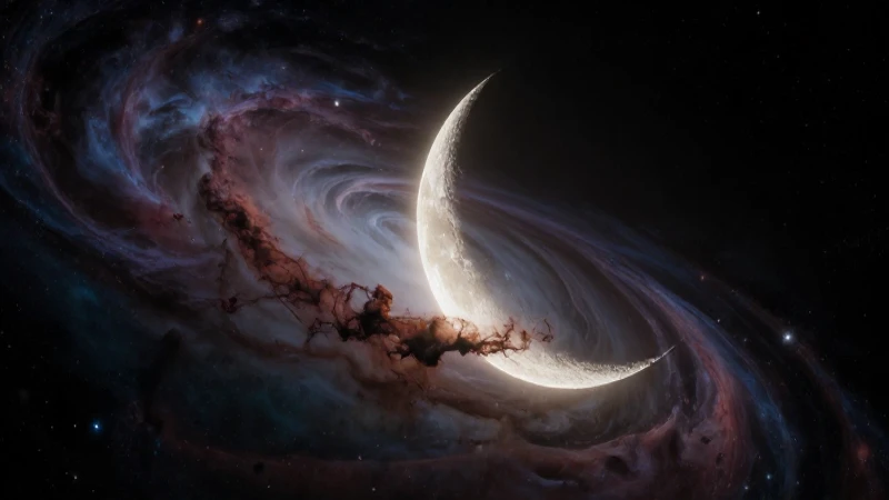 Cuarto Menguante: Influencia, Definición y Concepto 3 Luna creciente dramática en cosmos detallado
