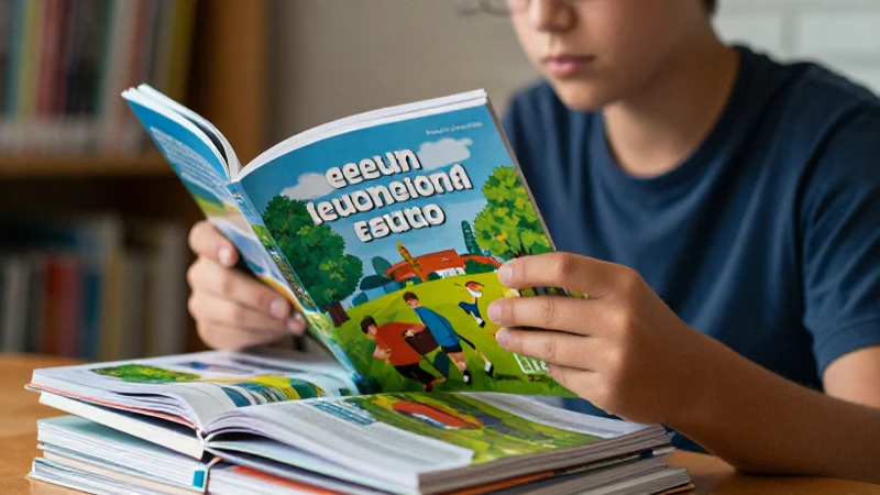 Estudiante lee texto educativo con recursos modernos