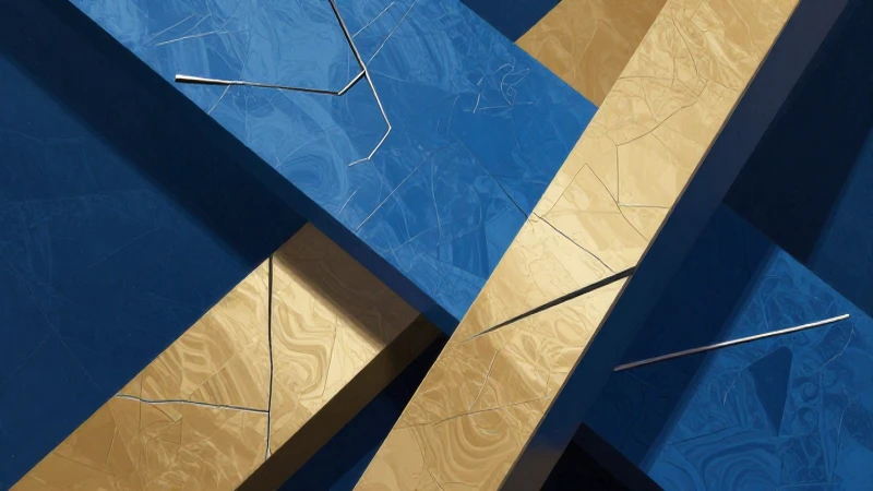 Geometría vibrante y moderna azul y ocre