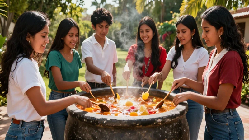 Estudiantes mexicanos cocinan en calderos mágicos