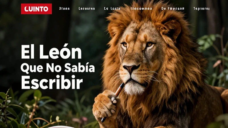 Cuento para Imprimir: El León Que No Sabía Escribir 7 Ilustración dramática de león educativo y moderno