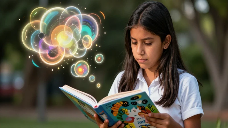 Estudiante reflexiona en libro vibrante