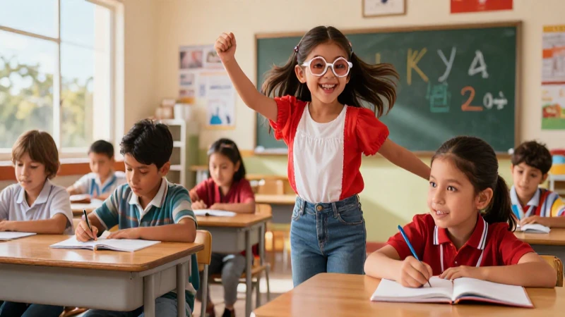Estudiantes mexicanos ilustrados en un aula moderna