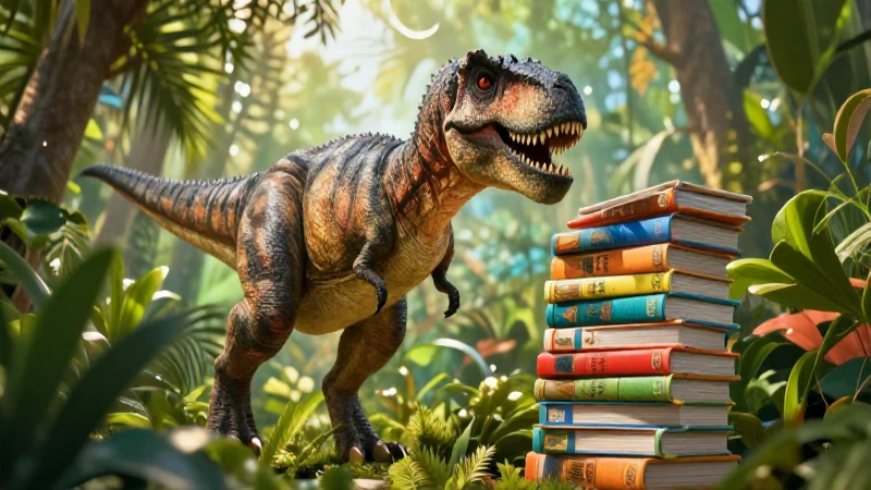 Cuentos de Dinosaurios PDF: Diversión y Aprendizaje 4 Rex amigable en libros de dinosaurios, estilo revista