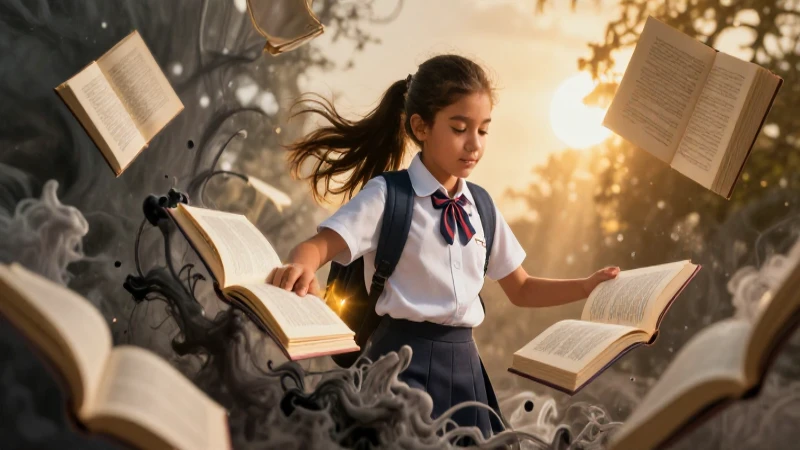 Estudiante creativa inspirada en la escritura