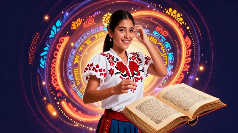 Estudiante mexicano ilustrado en estilo de magazine