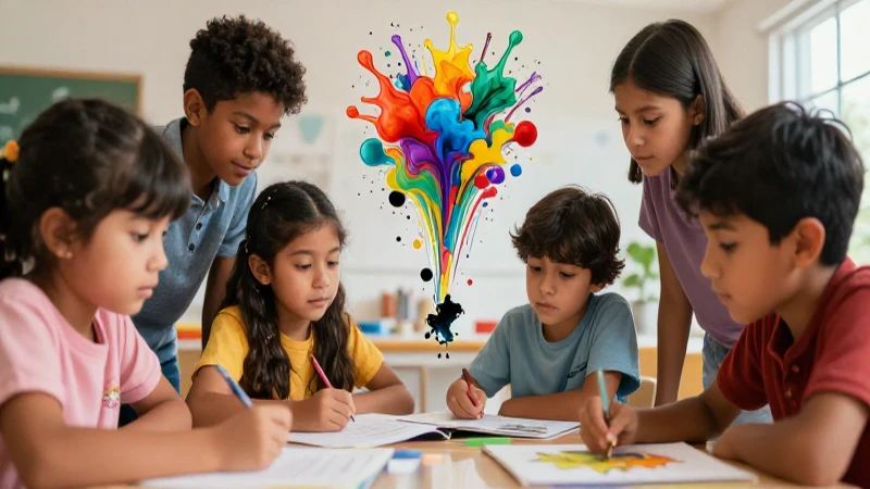 Niños mexicanos colaborando en una historia vibrante