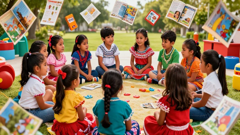 Niños mexicanos aprendiendo con historias vibrantes