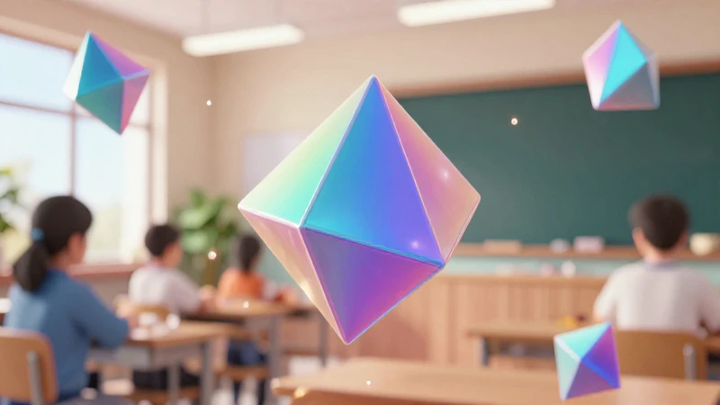 Formas geométricas coloridas en ambiente académico