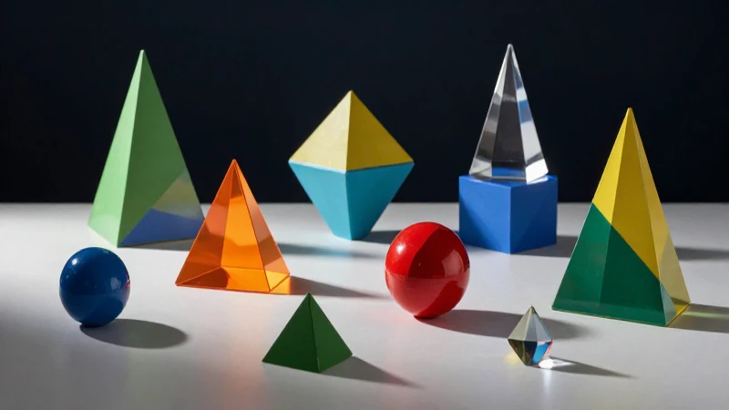 Objetos geométricos en prismas con estilo profesional