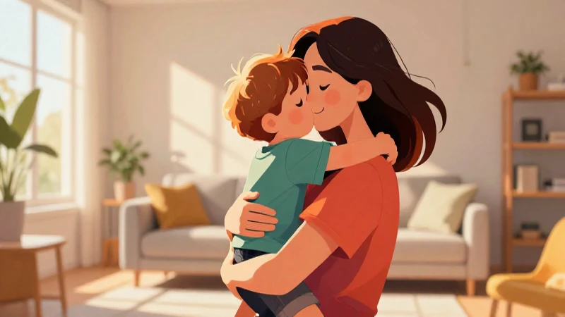 Abrazo tierno madre e hijo, estilo editorial premium