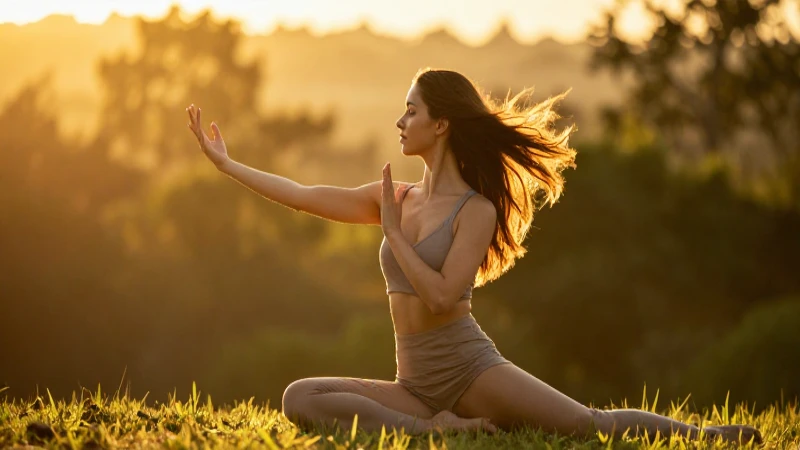 Jovencita serena iluminada por el atardecer
