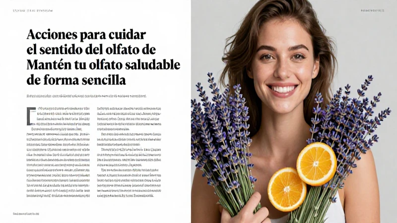 Mantén tu olfato saludable de forma sencilla: descubre cómo cuidarlo 6 Mujer profesional sonriente con flores y cítricos
