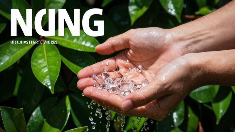 Agua y hojas verdes bajo luz dramática