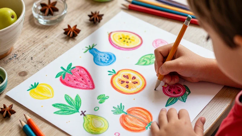 Dibuja olores de alimentos con dibujos coloridos