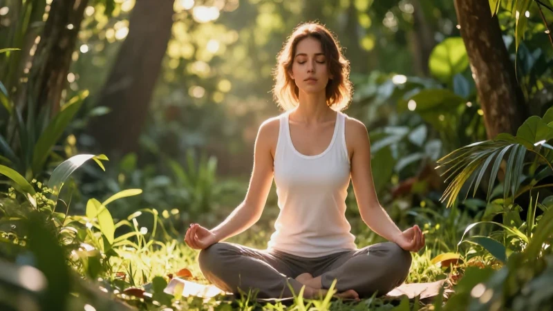 Cuidadoso: Claves para ser más consciente en tu vida 5 Ilustración profesional de persona meditando en naturaleza