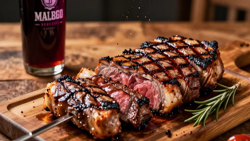 Asado argentino vibrante con Malbec y estilo editorial